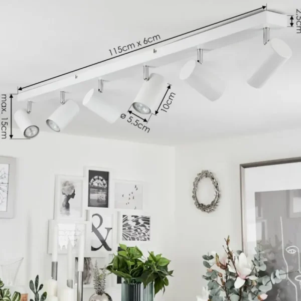 hofstein Plafonnier Javel Chrome, Blanc, 6 lumières* Lampes Modernes