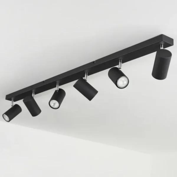 hofstein Plafonnier Javel Chrome, Noir, 6 lumières* Lampes Modernes