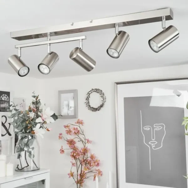 hofstein Plafonnier Javel Chrome, Nickel mat, 5 lumières* Lampes Modernes