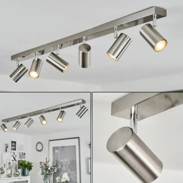 hofstein Plafonnier Javel Nickel mat, 6 lumières* Lampes Modernes