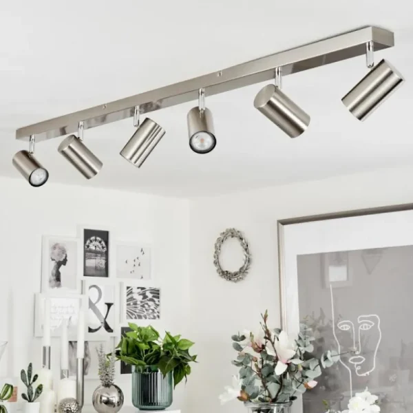 hofstein Plafonnier Javel Nickel mat, 6 lumières* Lampes Modernes