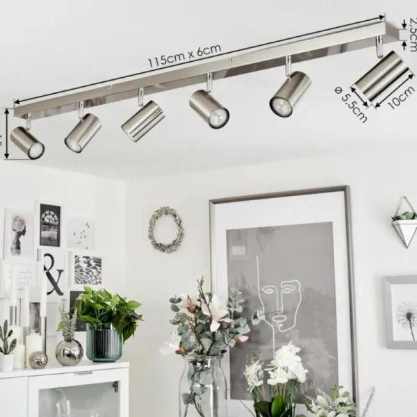 hofstein Plafonnier Javel Nickel mat, 6 lumières* Lampes Modernes