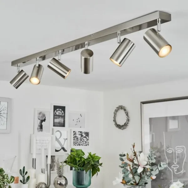 hofstein Plafonnier Javel Nickel mat, 6 lumières* Lampes Modernes