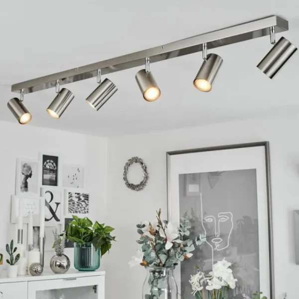 hofstein Plafonnier Javel Nickel mat, 6 lumières* Lampes Modernes
