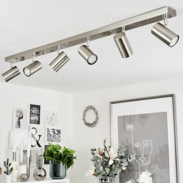 hofstein Plafonnier Javel Nickel mat, 6 lumières* Lampes Modernes