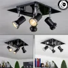 hofstein Plafonnier Lanrigan Chrome, Noir, 4 lumières* Lampes En Verre