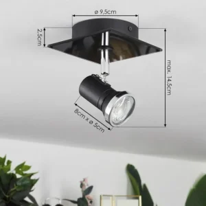hofstein Plafonnier Lanrigan LED Chrome, Noir, 1 lumière* Lampes En Verre