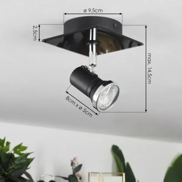 hofstein Plafonnier Lanrigan LED Chrome, Noir, 1 lumière* Lampes En Verre