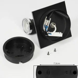 hofstein Plafonnier Lanrigan LED Chrome, Noir, 1 lumière* Lampes En Verre