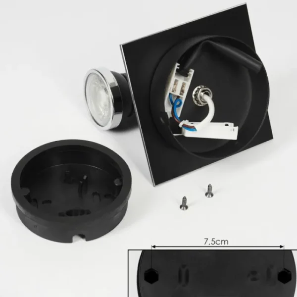 hofstein Plafonnier Lanrigan LED Chrome, Noir, 1 lumière* Lampes En Verre