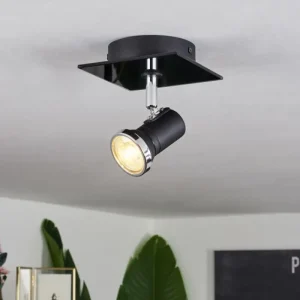 hofstein Plafonnier Lanrigan LED Chrome, Noir, 1 lumière* Lampes En Verre