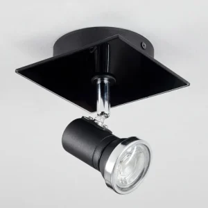 hofstein Plafonnier Lanrigan LED Chrome, Noir, 1 lumière* Lampes En Verre