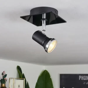 hofstein Plafonnier Lanrigan LED Chrome, Noir, 1 lumière* Lampes En Verre