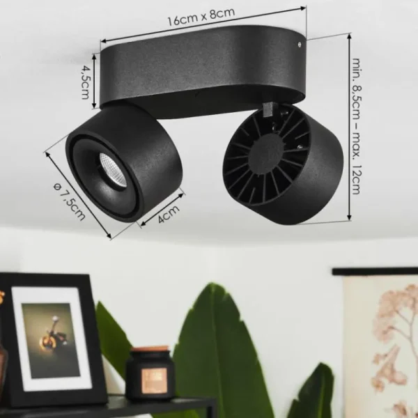 hofstein Plafonnier Laonsana LED Noir, 2 lumières* Lampes Modernes