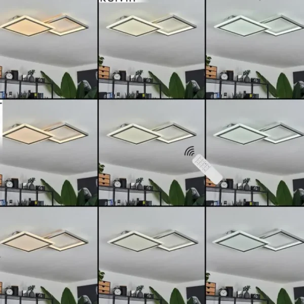 hofstein Plafonnier Longos LED Aluminium, 1 lumière, Télécommandes* Lampes Modernes