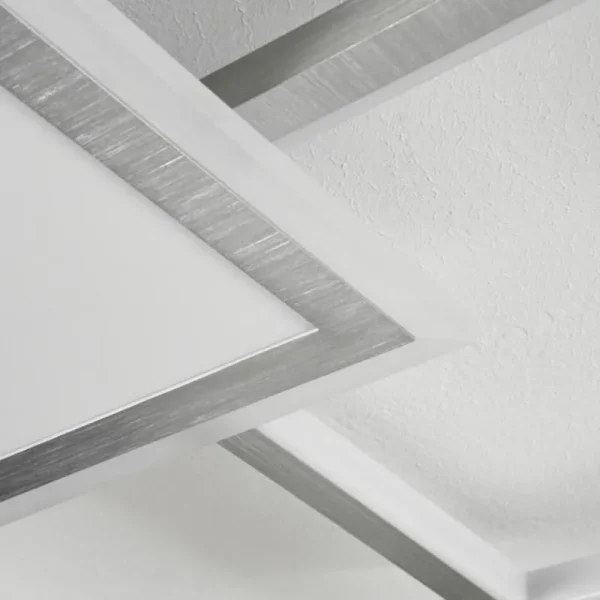 hofstein Plafonnier Longos LED Aluminium, 1 lumière, Télécommandes* Lampes Modernes