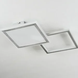 hofstein Plafonnier Longos LED Aluminium, 1 lumière, Télécommandes* Lampes Modernes