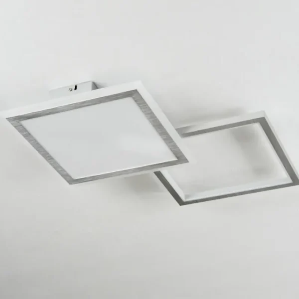 hofstein Plafonnier Longos LED Aluminium, 1 lumière, Télécommandes* Lampes Modernes