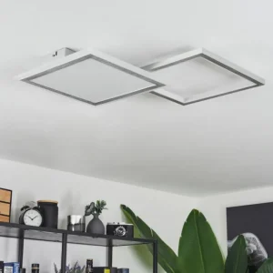 hofstein Plafonnier Longos LED Aluminium, 1 lumière, Télécommandes* Lampes Modernes