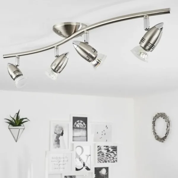 hofstein Plafonnier Mirandol Nickel mat, 4 lumières* Lampes Modernes