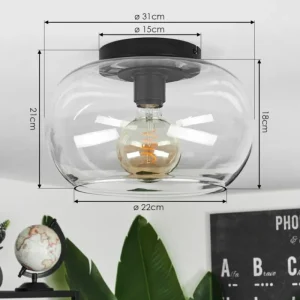 hofstein Plafonnier Molloy Clair, 1 lumière* Lampes En Verre