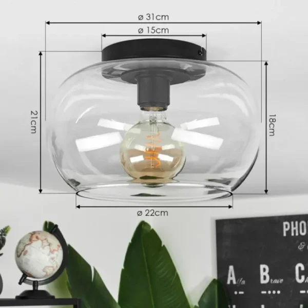 hofstein Plafonnier Molloy Clair, 1 lumière* Lampes En Verre