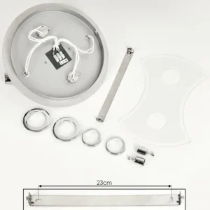hofstein Plafonnier Morges LED Chrome, Blanc, 4 lumières* Lampes En Verre