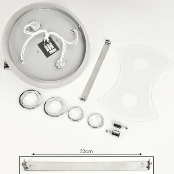 hofstein Plafonnier Morges LED Chrome, Blanc, 4 lumières* Lampes En Verre