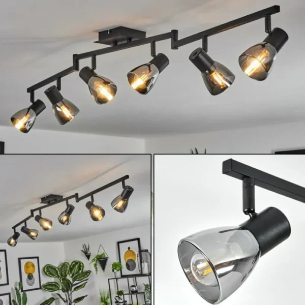 hofstein Plafonnier Murianette Noir, 6 lumières* Lampes Modernes