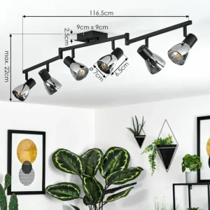 hofstein Plafonnier Murianette Noir, 6 lumières* Lampes Modernes