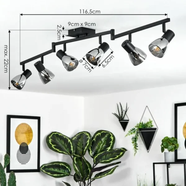 hofstein Plafonnier Murianette Noir, 6 lumières* Lampes Modernes