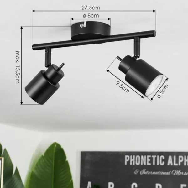 hofstein Plafonnier Nestavel LED Noir, 2 lumières* Lampes Modernes