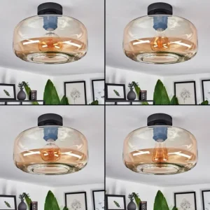 hofstein Plafonnier Pedreles Ambre, 1 lumière* Lampes En Verre