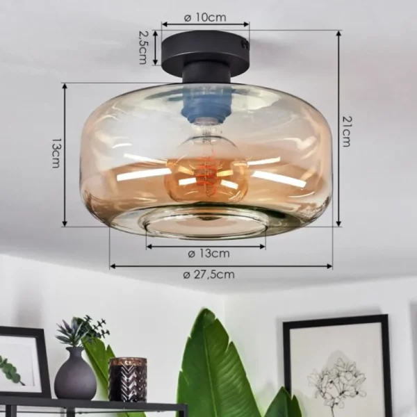 hofstein Plafonnier Pedreles Ambre, 1 lumière* Lampes En Verre