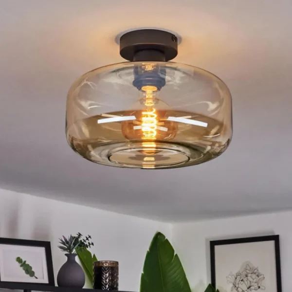 hofstein Plafonnier Pedreles Ambre, 1 lumière* Lampes En Verre