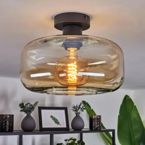 hofstein Plafonnier Pedreles Ambre, 1 lumière* Lampes En Verre