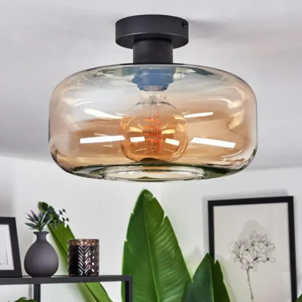 hofstein Plafonnier Pedreles Ambre, 1 lumière* Lampes En Verre