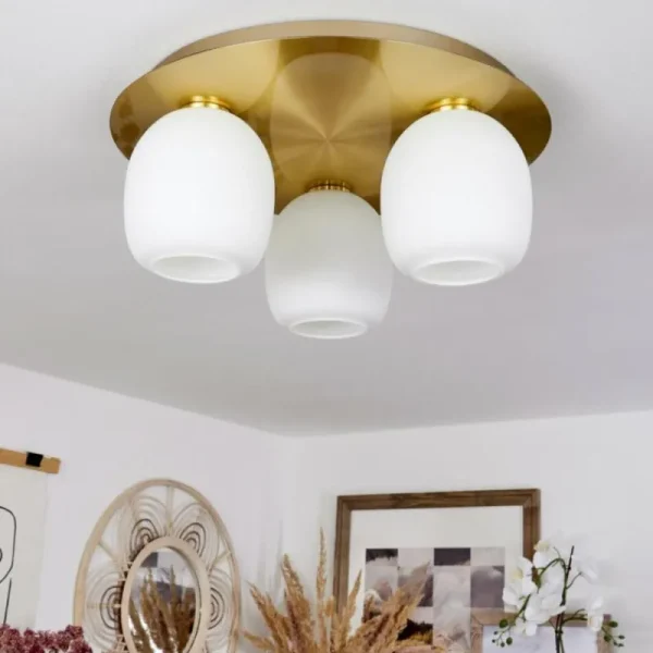 hofstein Plafonnier Pintacura Laiton, 3 lumières* Lampes En Verre