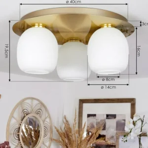 hofstein Plafonnier Pintacura Laiton, 3 lumières* Lampes En Verre