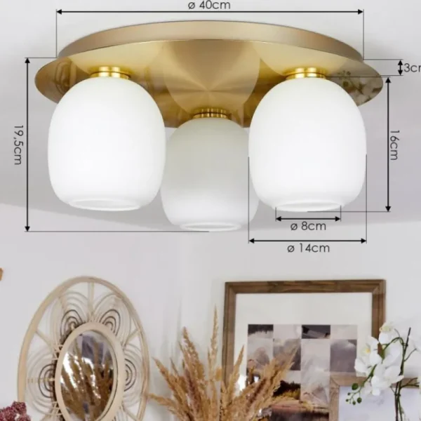 hofstein Plafonnier Pintacura Laiton, 3 lumières* Lampes En Verre