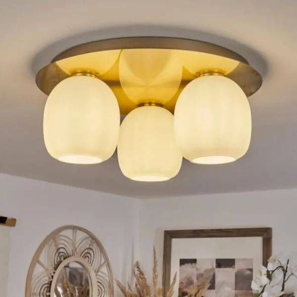 hofstein Plafonnier Pintacura Laiton, 3 lumières* Lampes En Verre