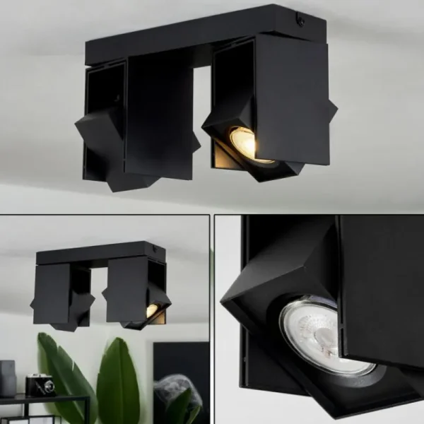 hofstein Plafonnier Prassinet Noir, 2 lumières* Lampes Modernes