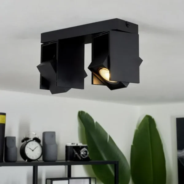 hofstein Plafonnier Prassinet Noir, 2 lumières* Lampes Modernes