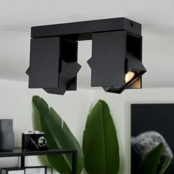 hofstein Plafonnier Prassinet Noir, 2 lumières* Lampes Modernes