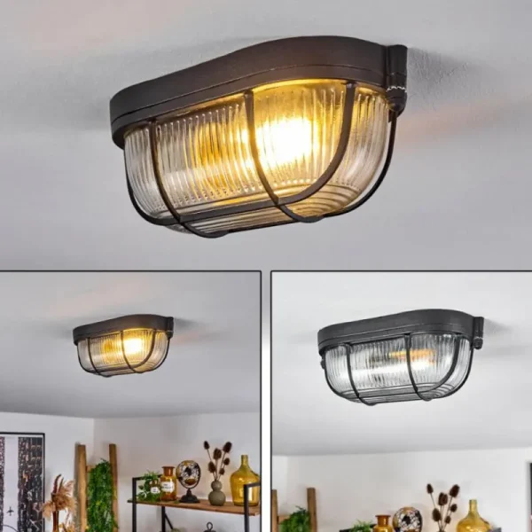 hofstein Plafonnier Quintay Noir, 1 lumière* Lampes En Verre
