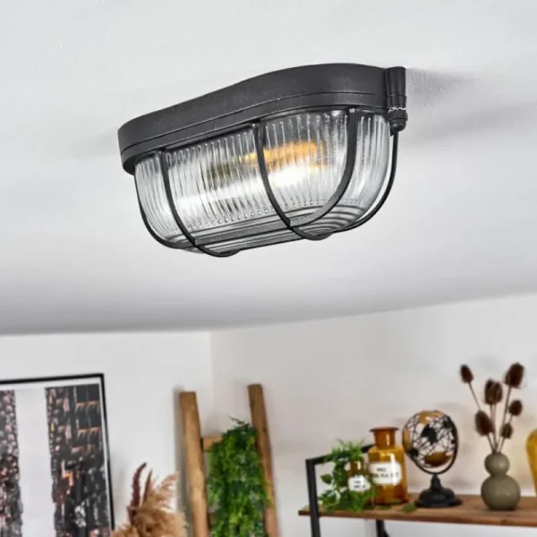 hofstein Plafonnier Quintay Noir, 1 lumière* Lampes En Verre