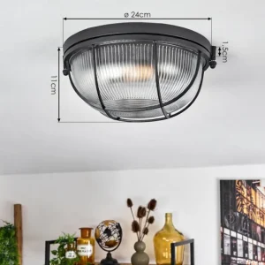 hofstein Plafonnier Quintay Noir, 1 lumière* Lampes En Verre