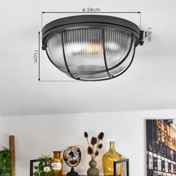 hofstein Plafonnier Quintay Noir, 1 lumière* Lampes En Verre