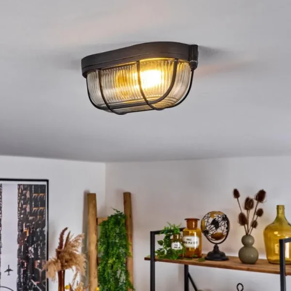 hofstein Plafonnier Quintay Noir, 1 lumière* Lampes En Verre