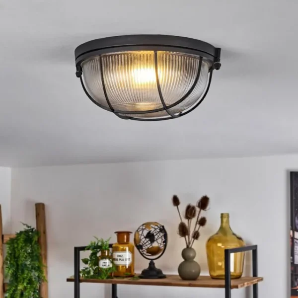 hofstein Plafonnier Quintay Noir, 1 lumière* Lampes En Verre